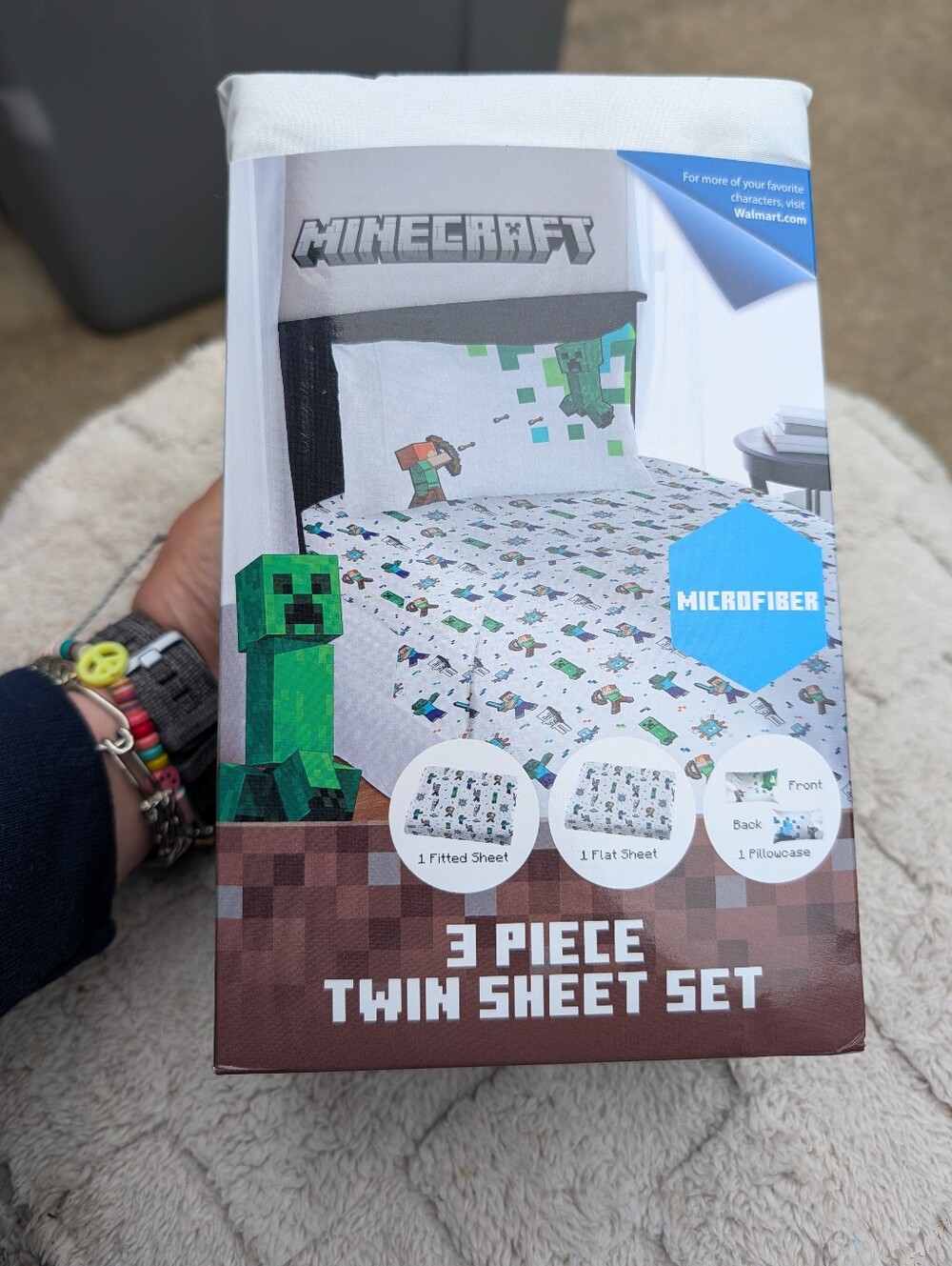 Brand New Sealed Minecraft 3 Piece Twin Sheet Set